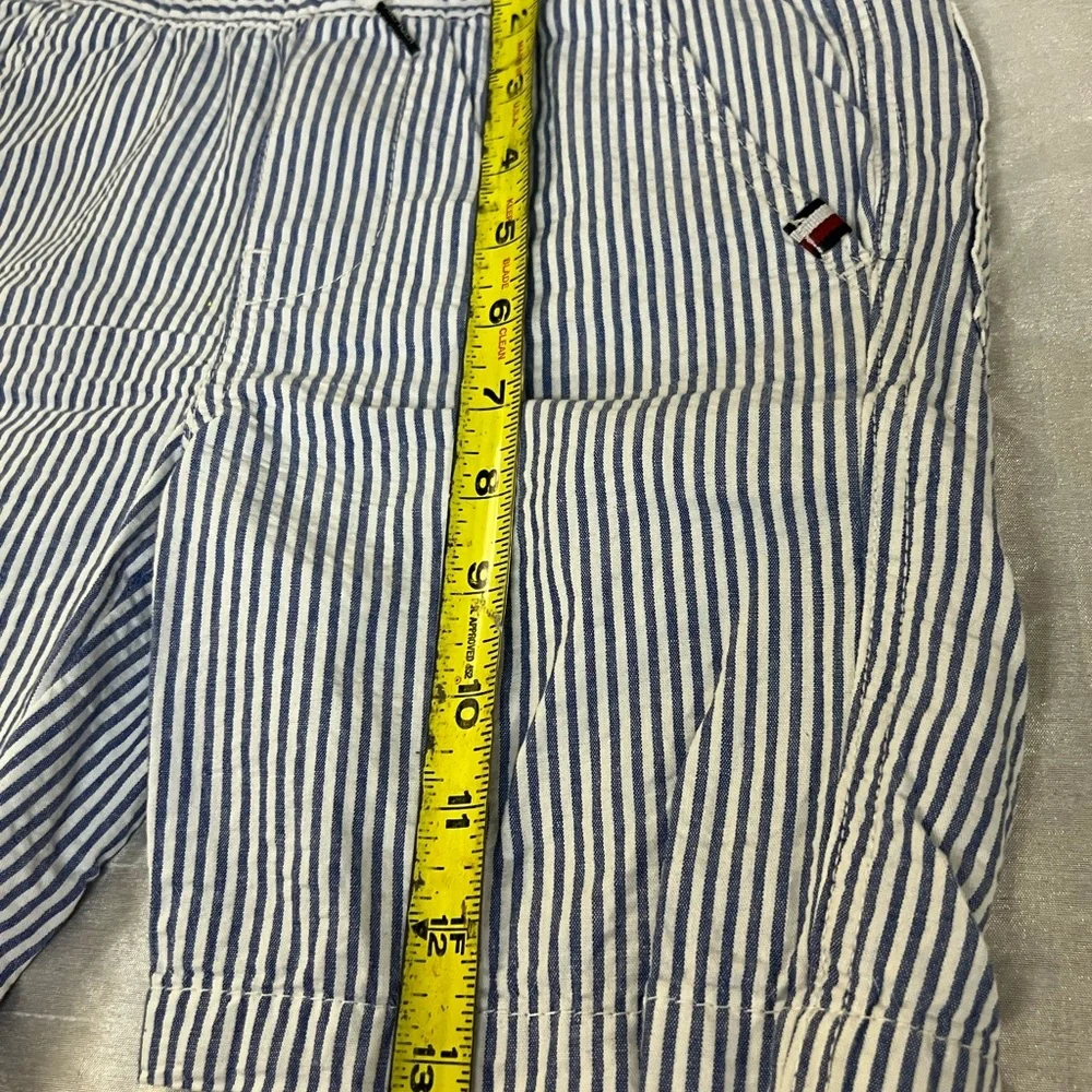 Tommy Hilfiger Boys Striped Chino Shorts Size 7 Blue White Summer Casual Preppy